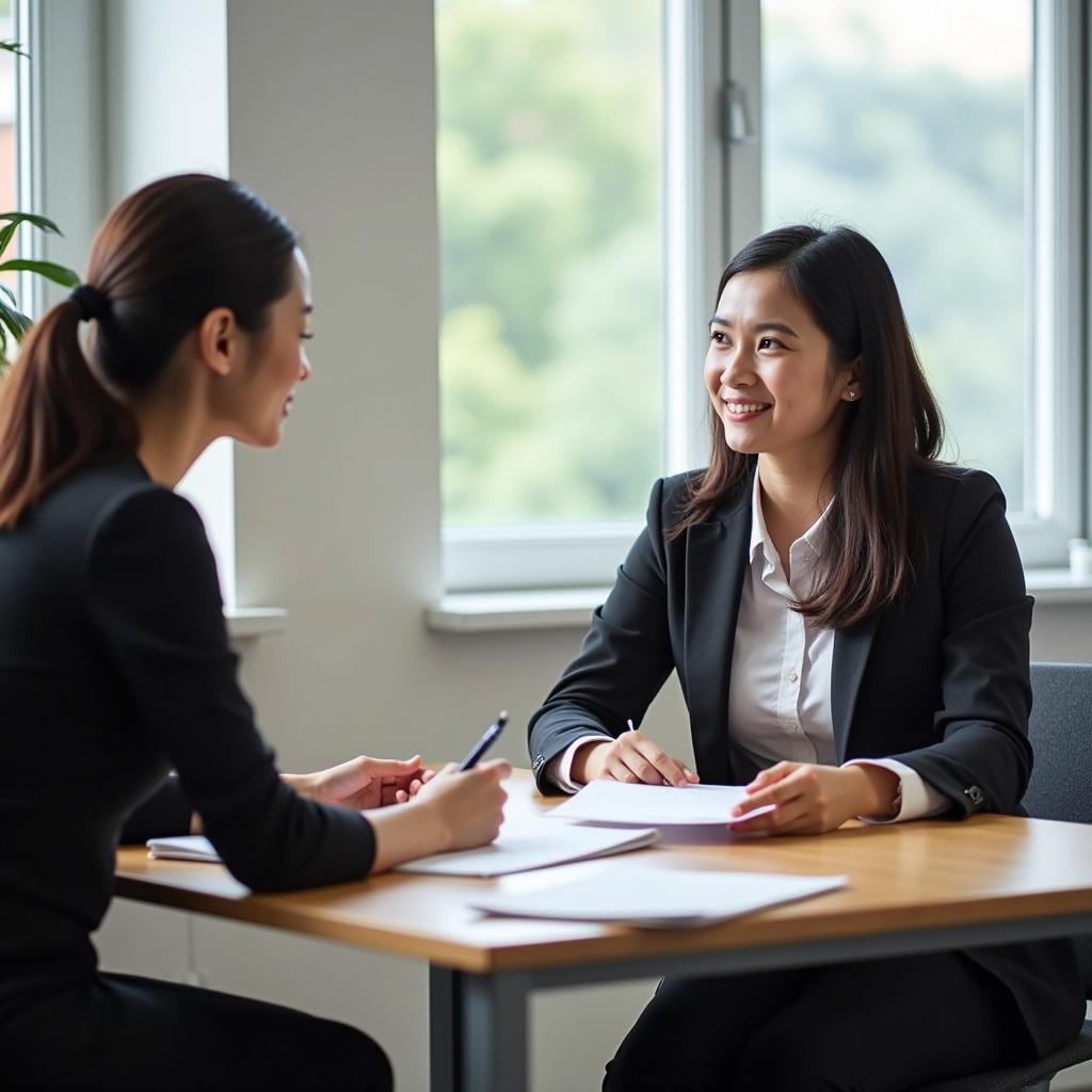 Học viên IELTS Speaking thực hành trả lời câu hỏi về quản lý trách nhiệm với giáo viên