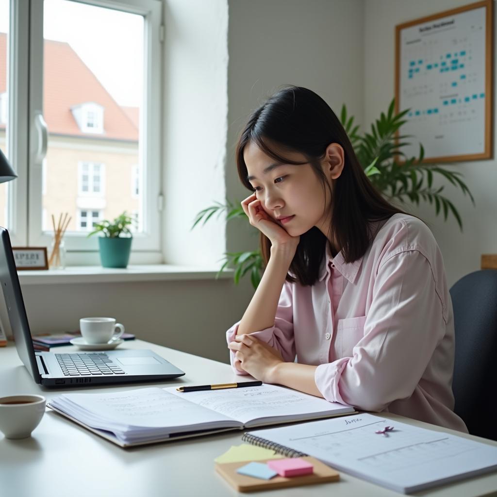 Sinh viên đang sử dụng kỹ thuật Pomodoro và lập kế hoạch học tập hiệu quả cho kỳ thi IELTS