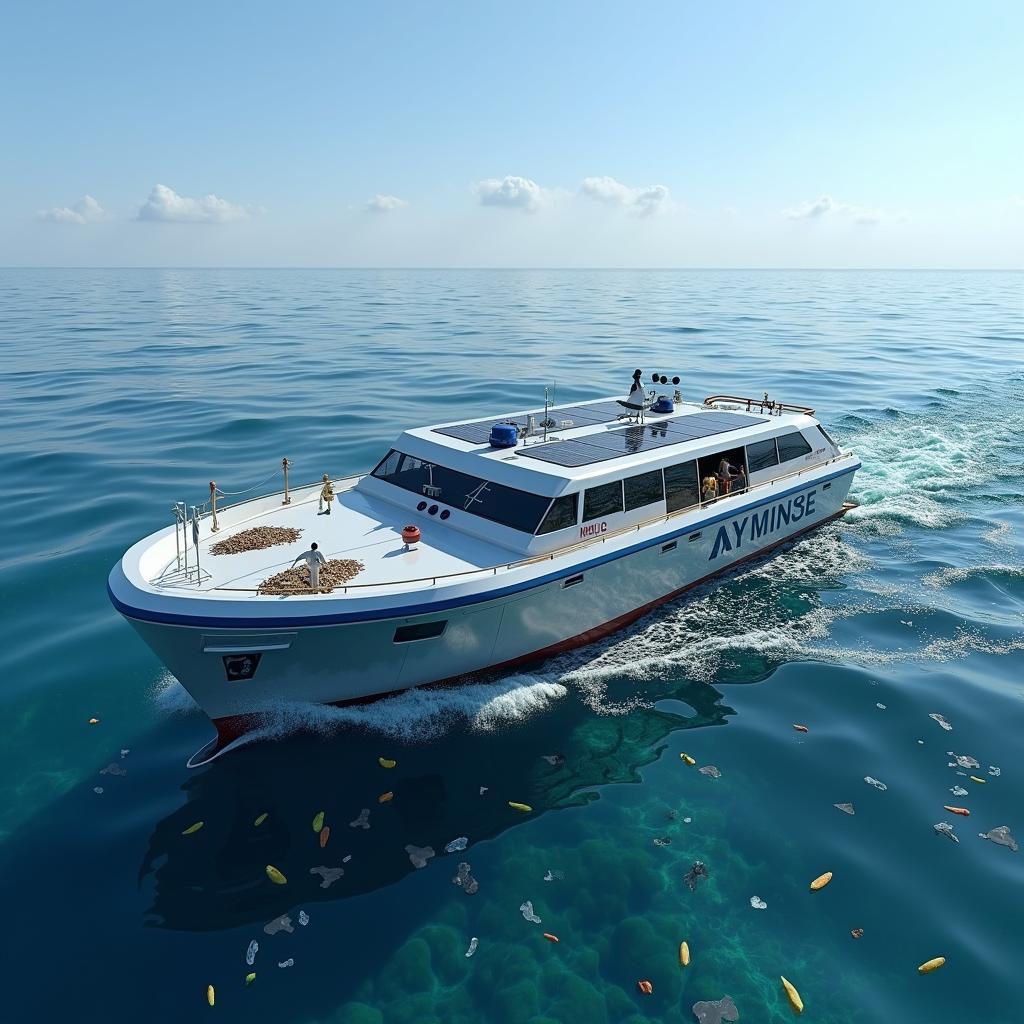 Robot thu gom rác biển tự động hoạt động bằng năng lượng mặt trời trên đại dương