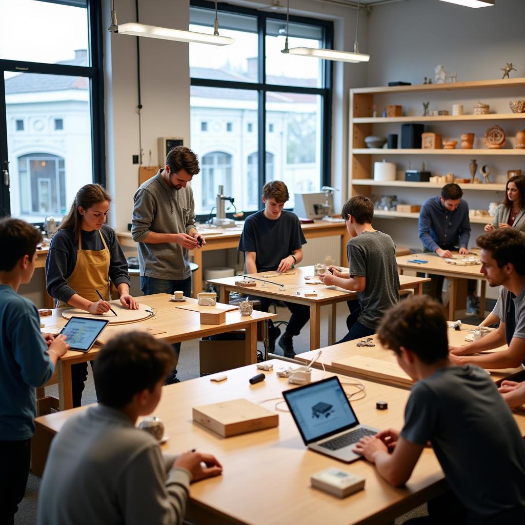 Sinh viên đại học kết hợp kỹ thuật thủ công truyền thống với công nghệ hiện đại