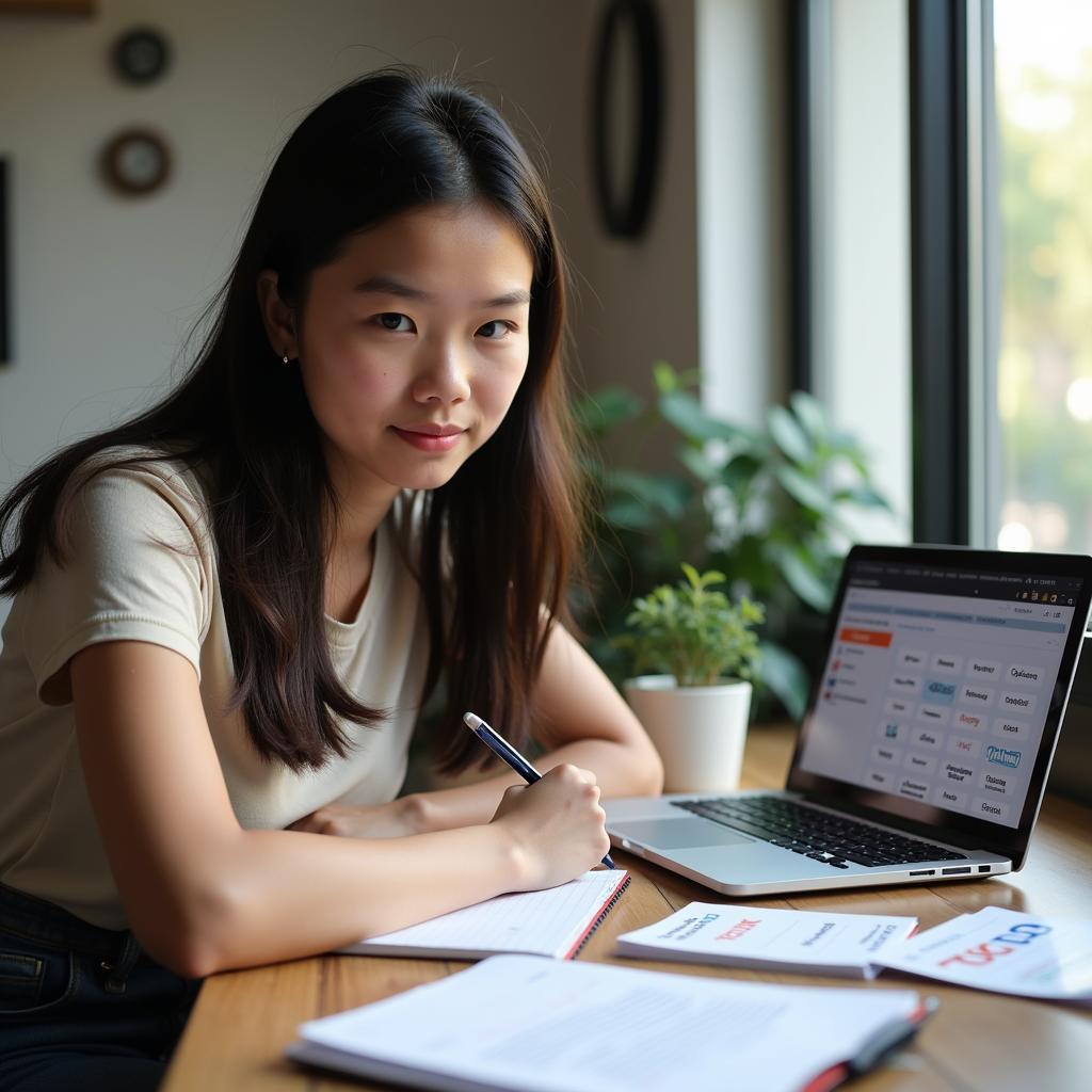 Sinh viên ghi chú và học từ vựng chuyên ngành công nghệ cho IELTS Speaking