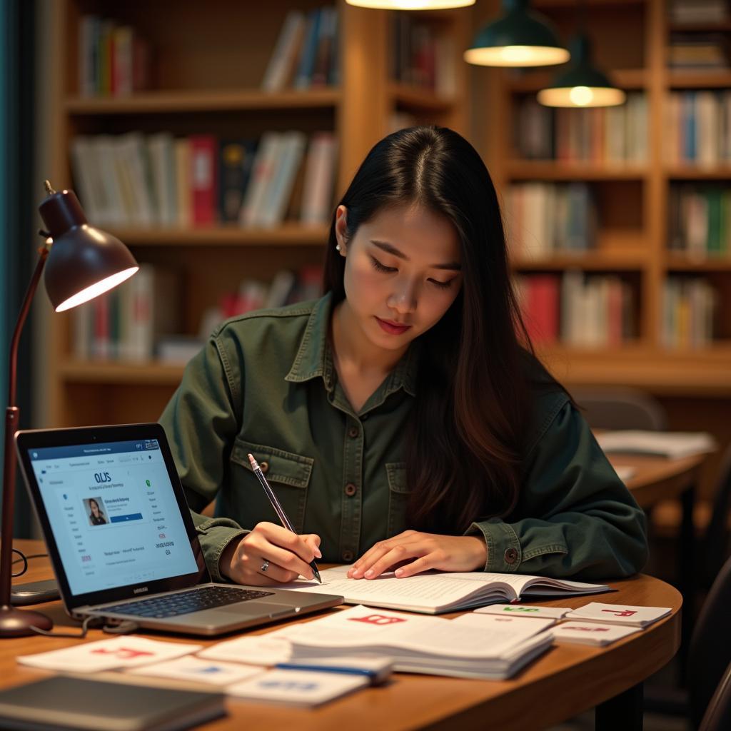 Sinh viên Việt Nam chăm chỉ học từ vựng IELTS Speaking về chủ đề cảm xúc