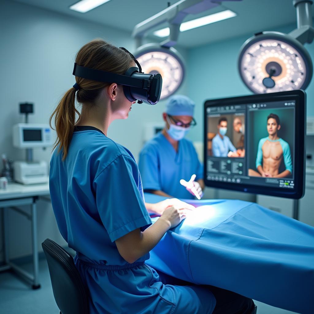 Sinh viên y khoa thực hành kỹ năng phẫu thuật bằng công nghệ mô phỏng thực tế ảo