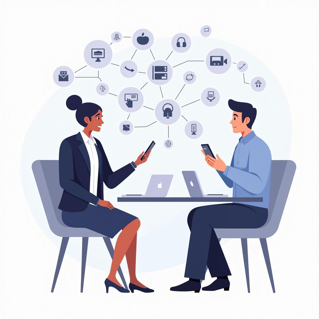 Thí sinh IELTS Speaking thảo luận về công nghệ smartphone trong đời sống hàng ngày với examiner