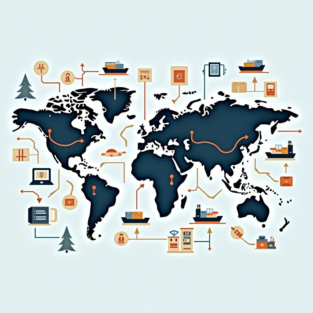 Sơ đồ mạng lưới chuỗi cung ứng toàn cầu hiện đại và thương mại điện tử IELTS Reading
