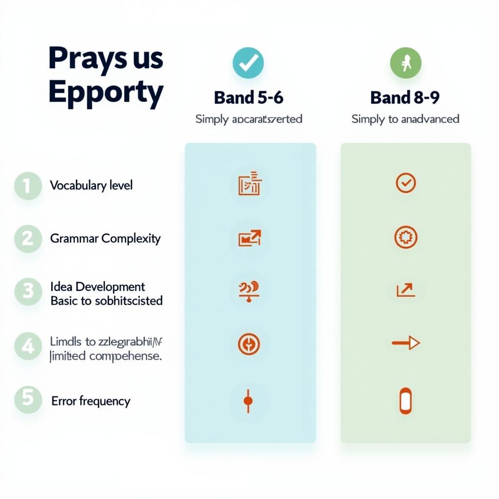 So sánh các đặc điểm khác biệt giữa bài luận Band 5, Band 6.5 và Band 8 trong IELTS Writing Task 2