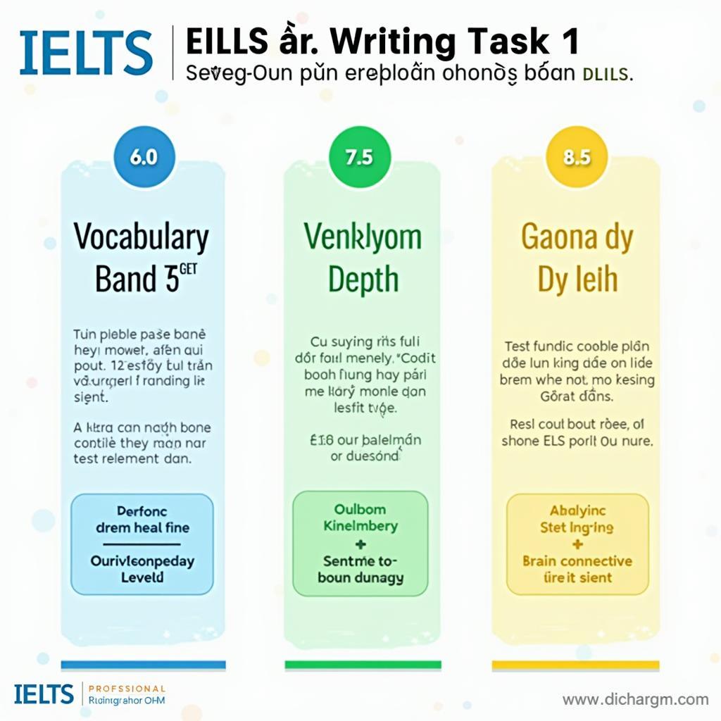 So sánh ba bài mẫu IELTS Writing Task 1 đạt band 6.0, 7.5 và 8.5 với điểm khác biệt được highlight