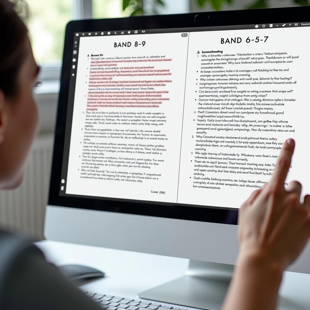 So sánh chi tiết bài viết IELTS Writing các band điểm khác nhau