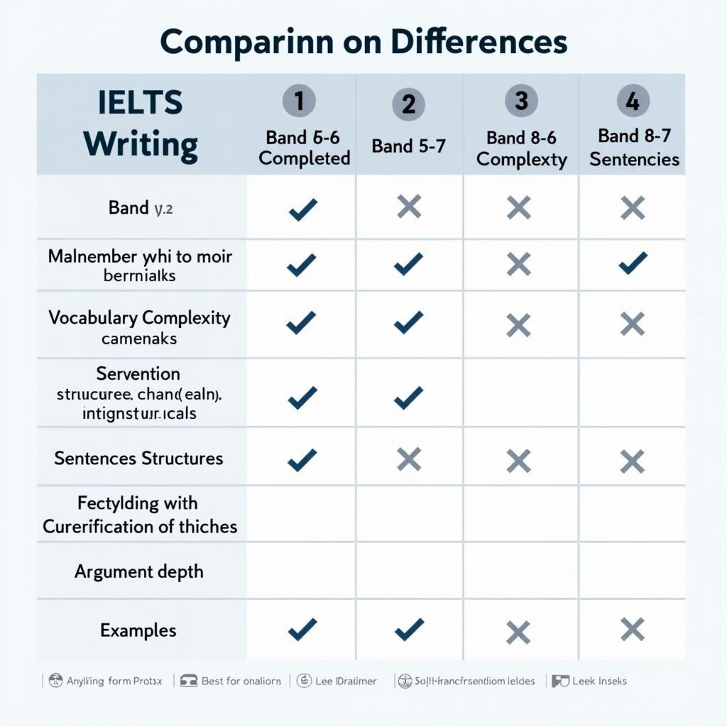 So sánh đặc điểm bài viết IELTS Writing Task 2 các band điểm khác nhau