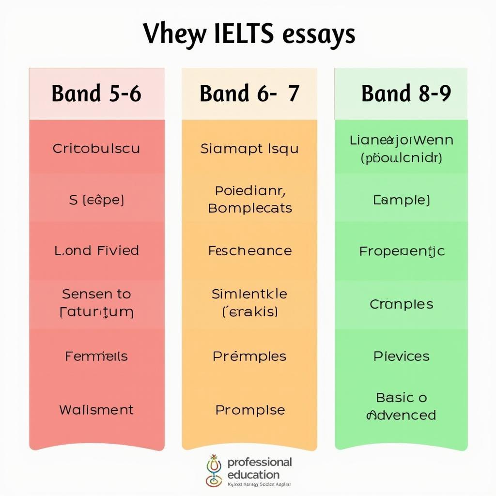 So sánh chi tiết đặc điểm của bài viết IELTS Writing Task 2 từ Band 5 đến Band 9