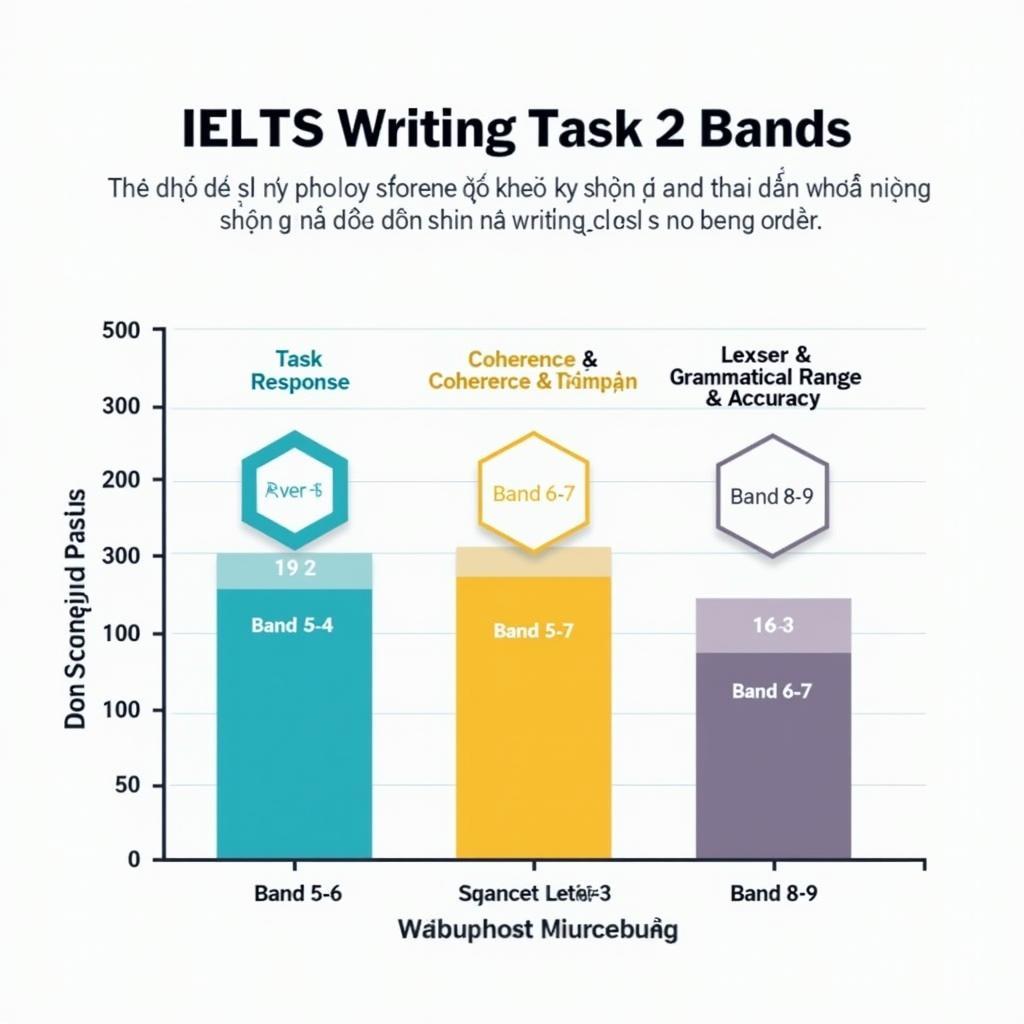 Biểu đồ so sánh các tiêu chí chấm điểm IELTS Writing giữa các band điểm khác nhau