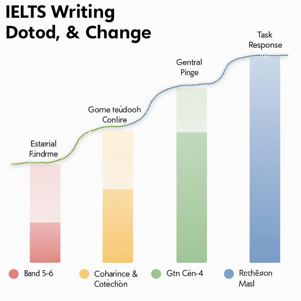 Biểu đồ so sánh các tiêu chí chấm điểm giữa các bài mẫu IELTS Writing band khác nhau