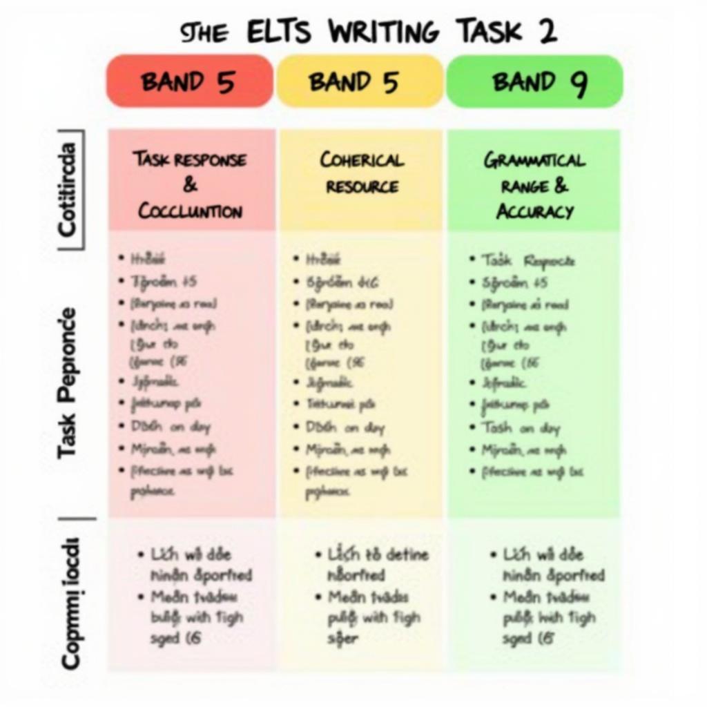 So sánh chi tiết các tiêu chí chấm điểm IELTS Writing Task 2 từ Band 5 đến Band 9