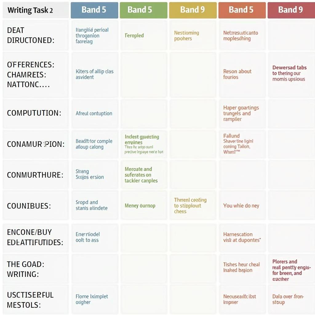 So sánh đặc điểm của bài viết IELTS Writing Task 2 ở các band điểm từ 5 đến 9
