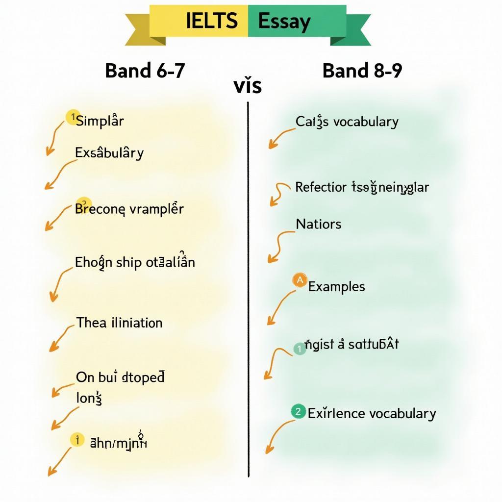 So sánh cấu trúc và đặc điểm bài viết IELTS Writing band 6-7 và band 8-9