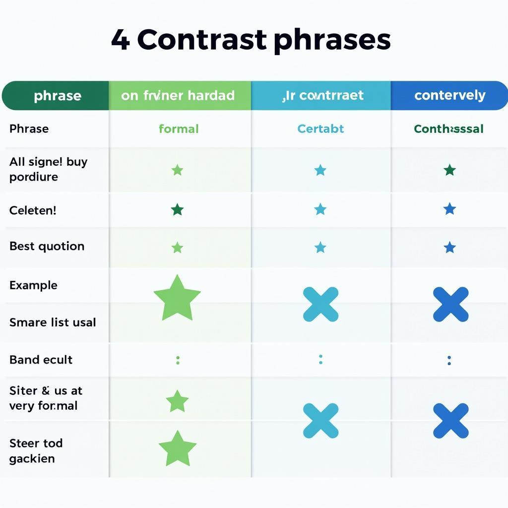 Bảng so sánh các cụm từ diễn đạt sự tương phản trong IELTS Writing và Speaking