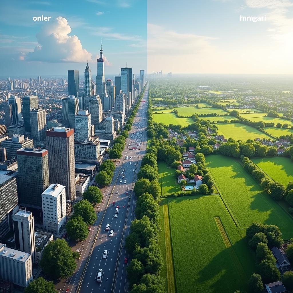 So sánh cuộc sống giữa thành phố hiện đại và nông thôn yên bình trong IELTS Writing Task 2