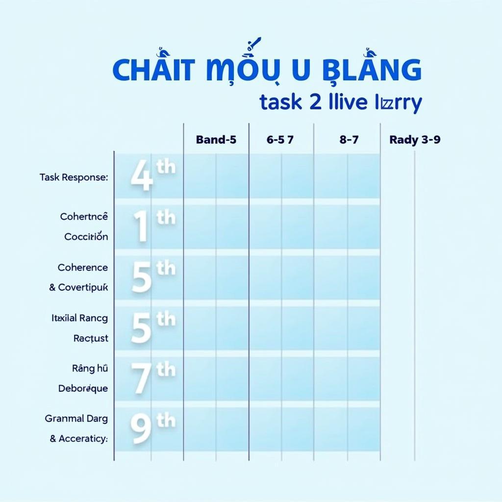 Biểu đồ so sánh điểm số các tiêu chí chấm IELTS Writing giữa các band điểm khác nhau