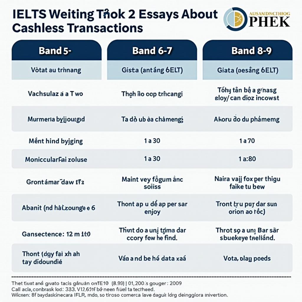 So sánh các bài mẫu IELTS Writing Task 2 về giao dịch không dùng tiền mặt từ Band 5 đến Band 9