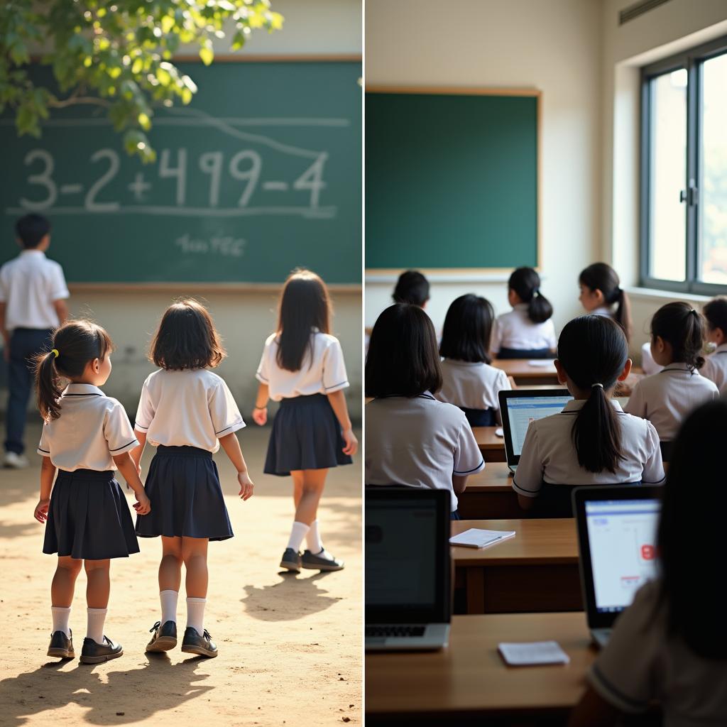 So sánh hoạt động giáo dục tiểu học thời xưa và hiện đại tại Việt Nam