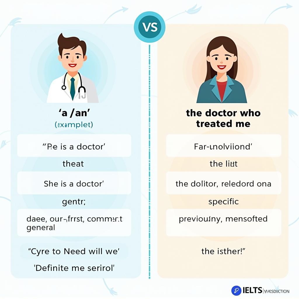 Bảng so sánh cách dùng mạo từ xác định the và bất định a an với nghề nghiệp trong tiếng Anh IELTS