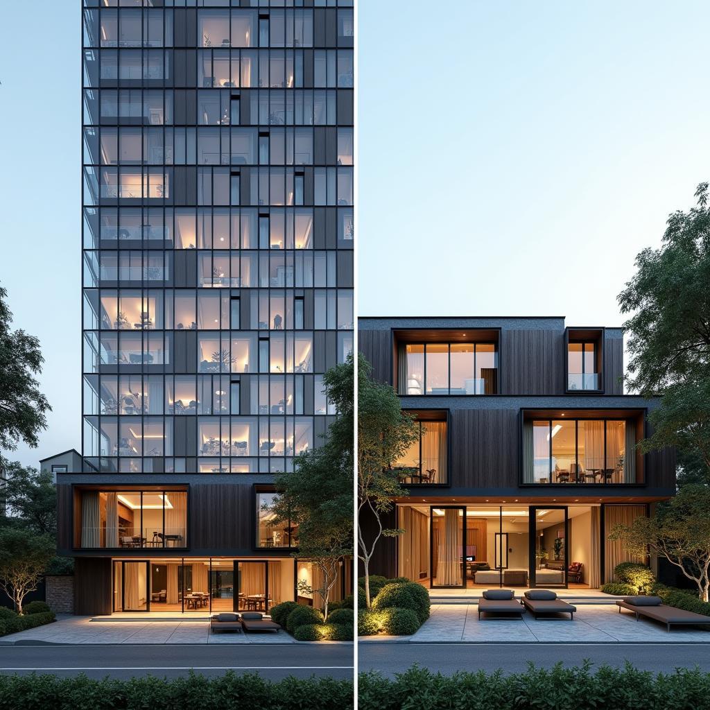 So sánh kiến trúc nhà hiện đại và nhà truyền thống Việt Nam với ưu nhược điểm