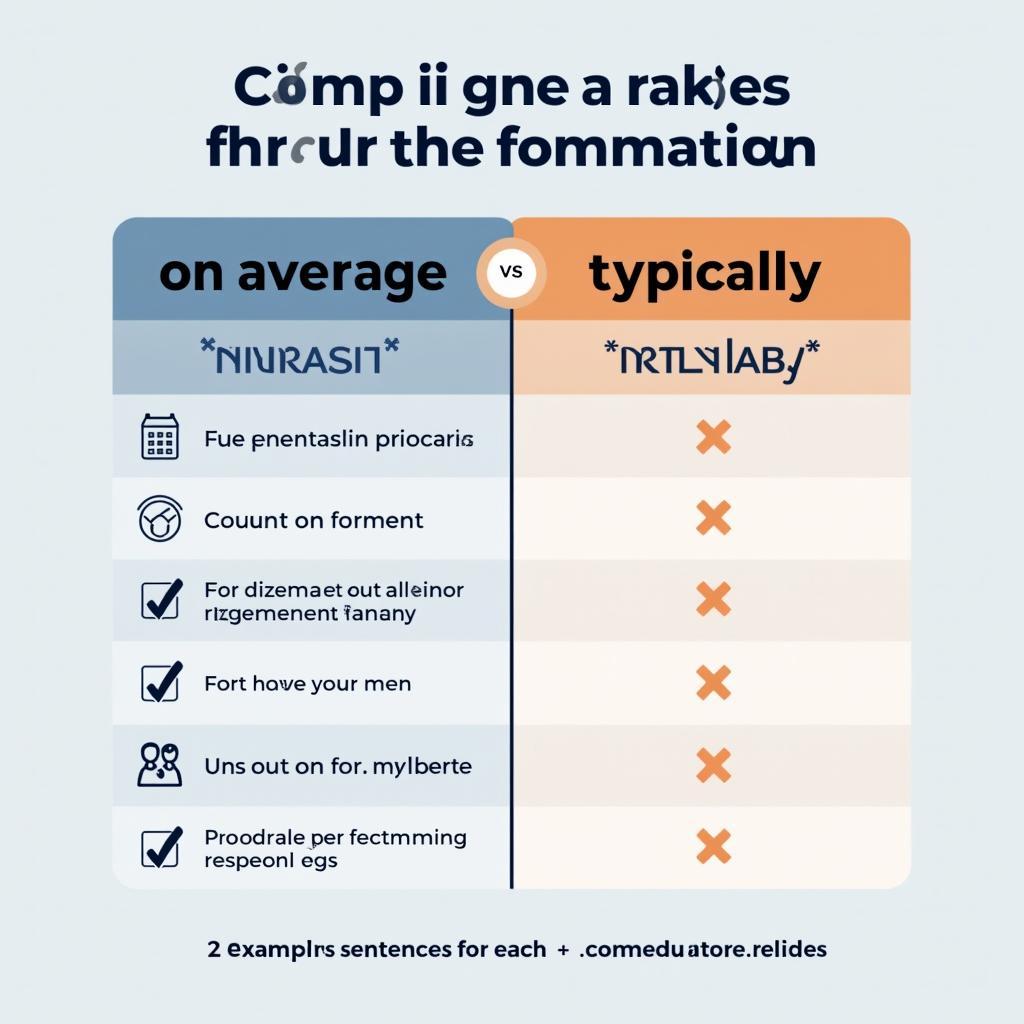 Bảng so sánh chi tiết giữa on average và typically trong IELTS với ví dụ cụ thể