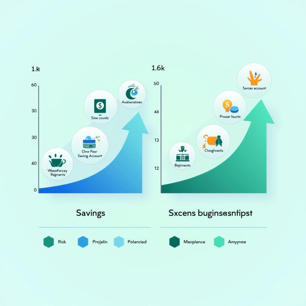 Biểu đồ so sánh phương pháp tiết kiệm truyền thống và đầu tư đa dạng cho IELTS