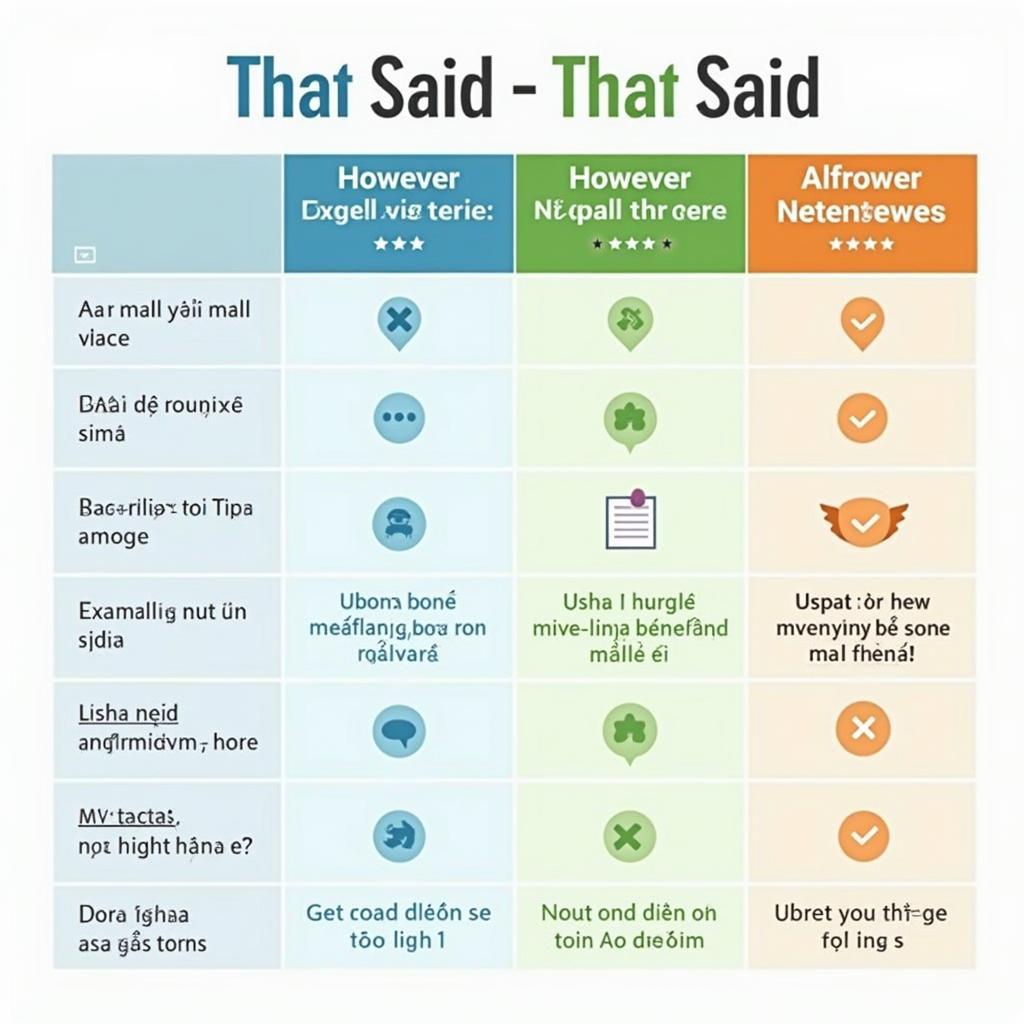 Bảng so sánh chi tiết giữa that said, however, although và các liên từ tương phản khác trong IELTS