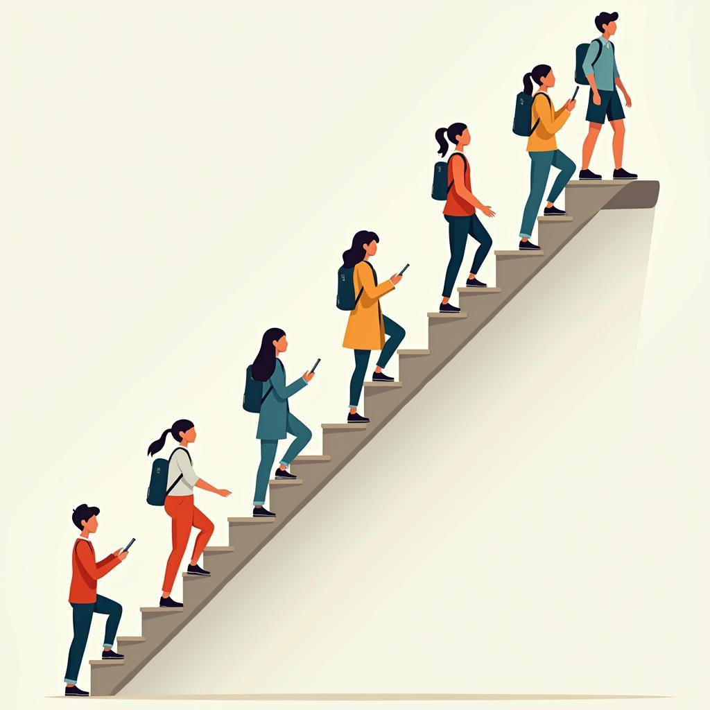 Minh họa bậc thang dịch chuyển xã hội nhờ giáo dục chất lượng