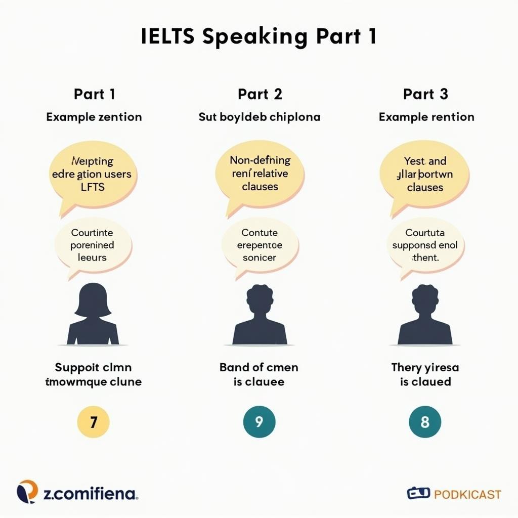 Ví dụ minh họa cách áp dụng mệnh đề quan hệ không xác định trong ba phần thi IELTS Speaking với điểm band score