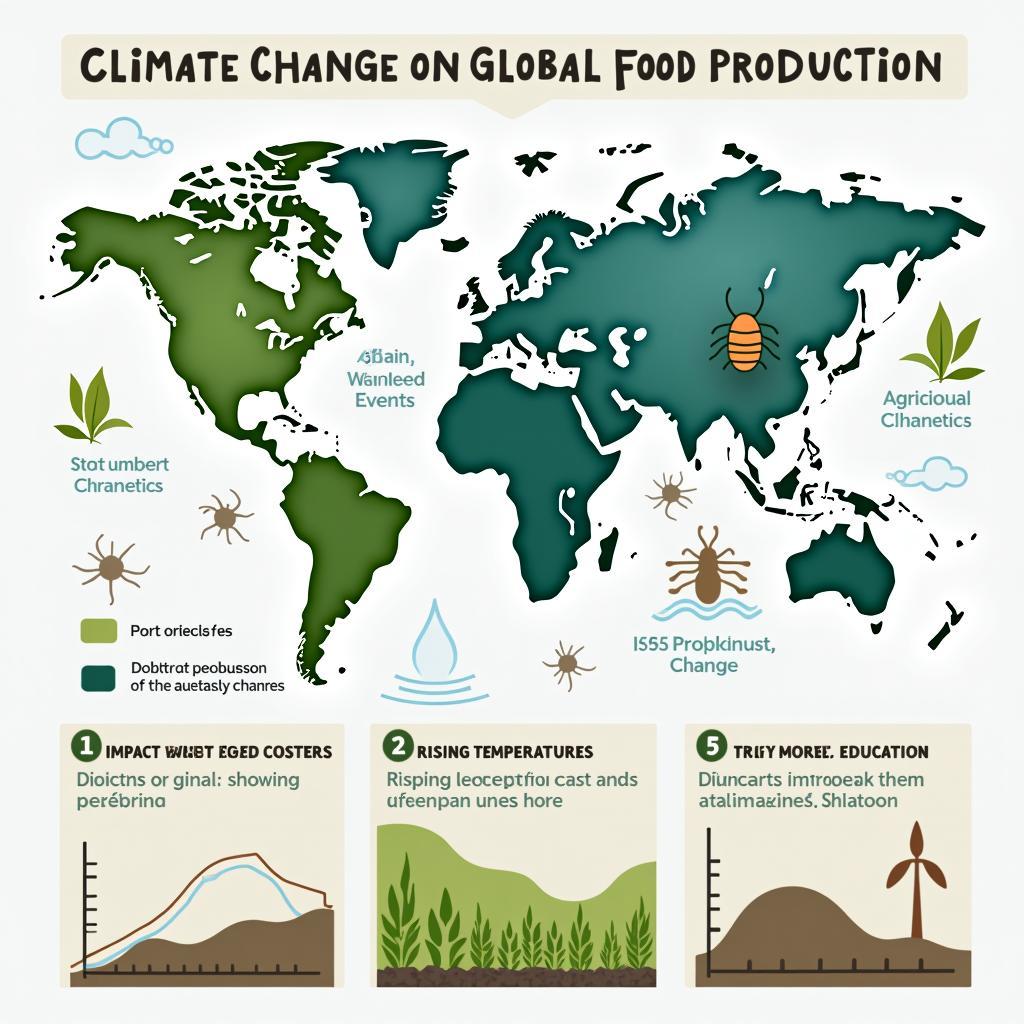 Minh họa tác động nghiêm trọng của biến đổi khí hậu đến sản xuất lương thực toàn cầu và các giải pháp ứng phó
