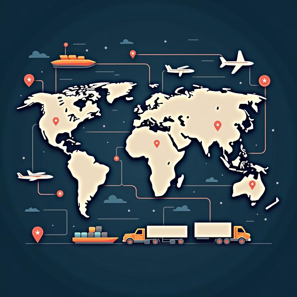 Sơ đồ minh họa tác động của chuỗi cung ứng toàn cầu lên nền kinh tế địa phương và các doanh nghiệp nhỏ.