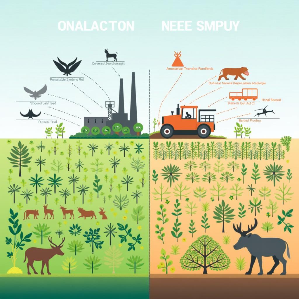 Minh họa tác động của nông nghiệp công nghiệp đến đa dạng sinh học trong IELTS Writing Task 2