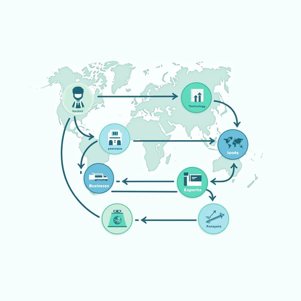 Minh họa tác động thương mại toàn cầu lên nền kinh tế địa phương với biểu đồ và phân tích