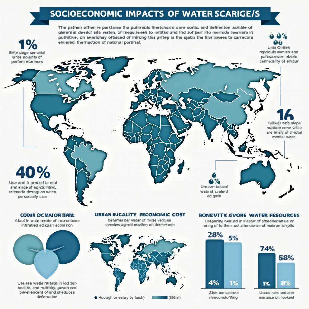 Biểu đồ phân tích tác động xã hội và kinh tế của tình trạng khan hiếm nước do biến đổi khí hậu