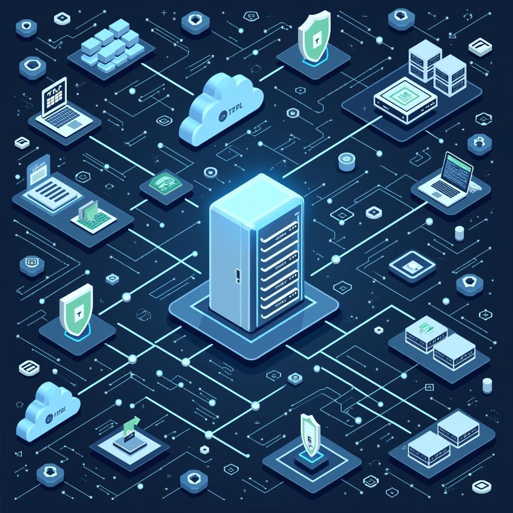 Minh họa các thách thức kỹ thuật trong bảo mật dữ liệu thời đại số với mã hóa và hệ thống phân tán