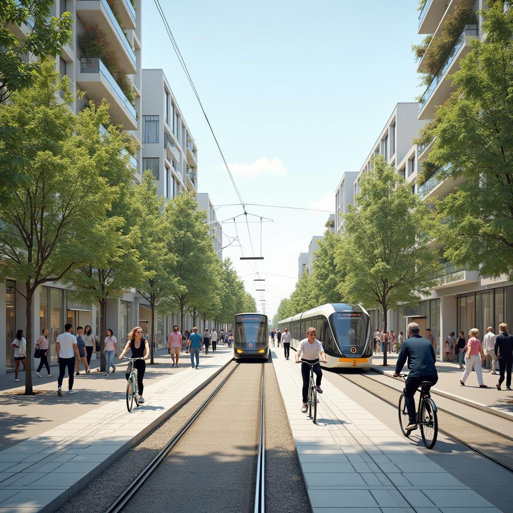 Mô hình thành phố thông minh với không gian xanh và giao thông bền vững giúp cải thiện sức khỏe cộng đồng.