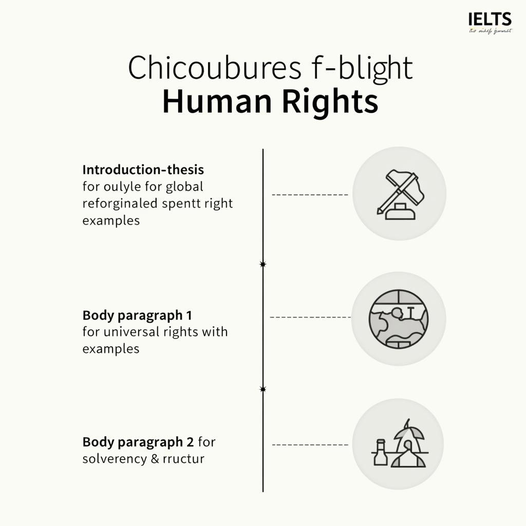 Minh họa chiến lược viết IELTS Task 2 về The need for global human rights và phân tích cấu trúc