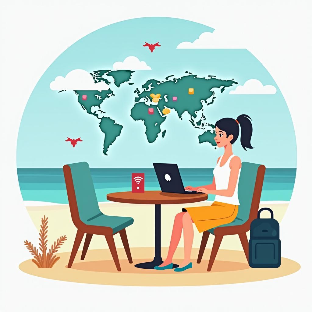 Hình minh họa lối sống du mục kỹ thuật số và IELTS Writing Task 2