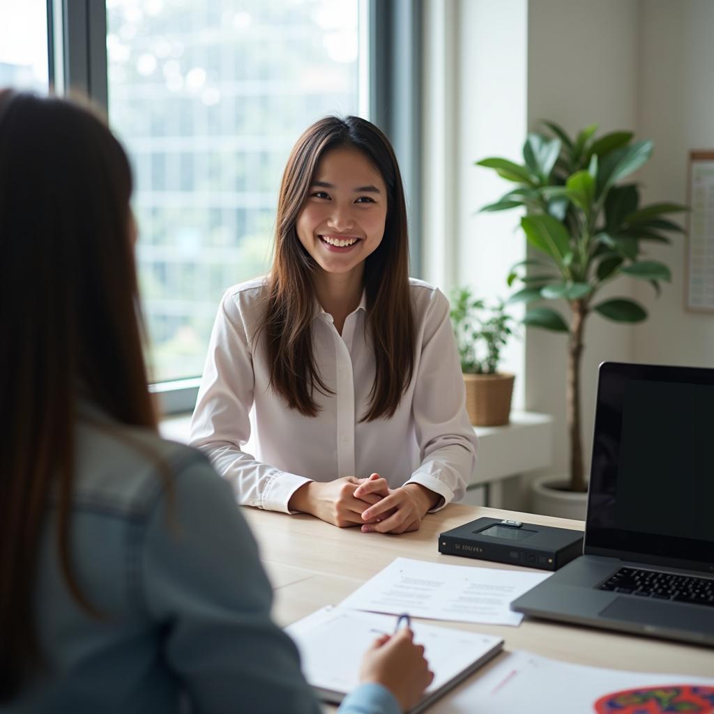 Thí sinh trả lời câu hỏi về test validity trong IELTS Speaking Part 1 với sự tự tin