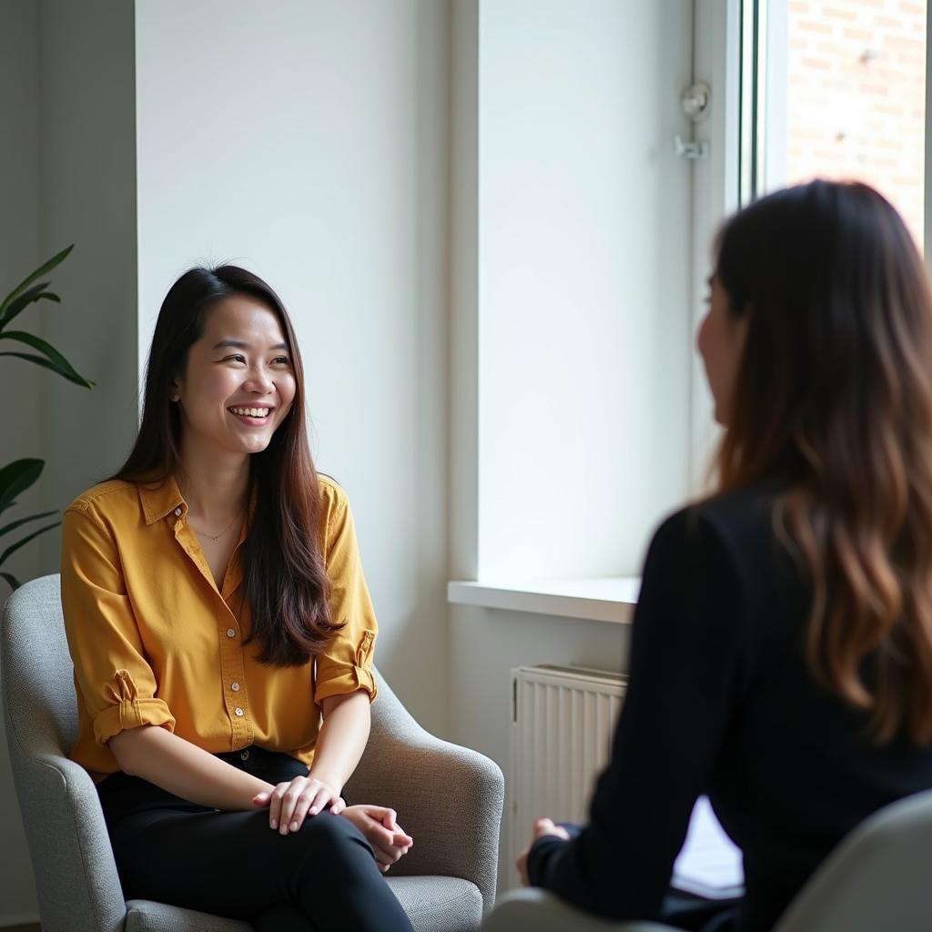 Thí sinh đang tự tin trả lời câu hỏi IELTS Speaking Part 1 về văn hóa biểu diễn