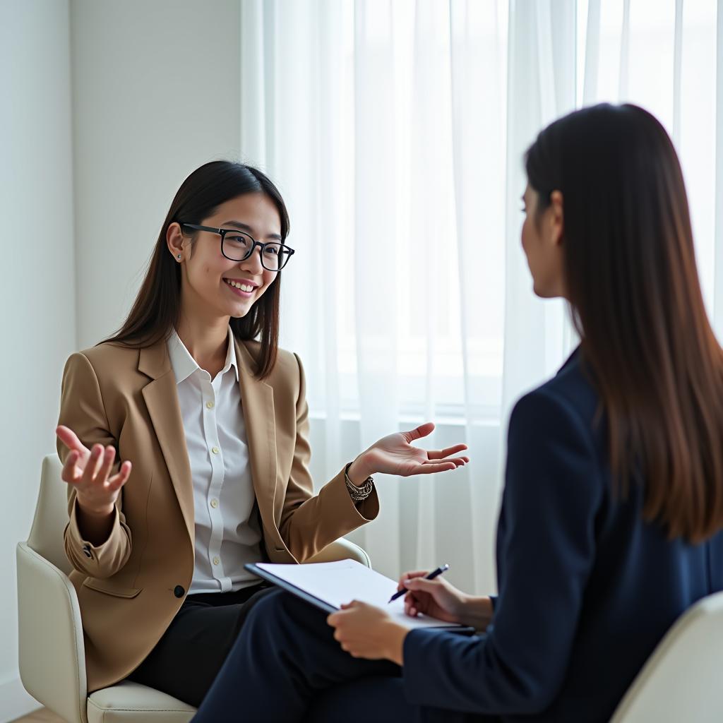 Thí sinh IELTS Speaking Part 2 đang trình bày bài nói về kỳ nghỉ với sự tự tin và lưu loát