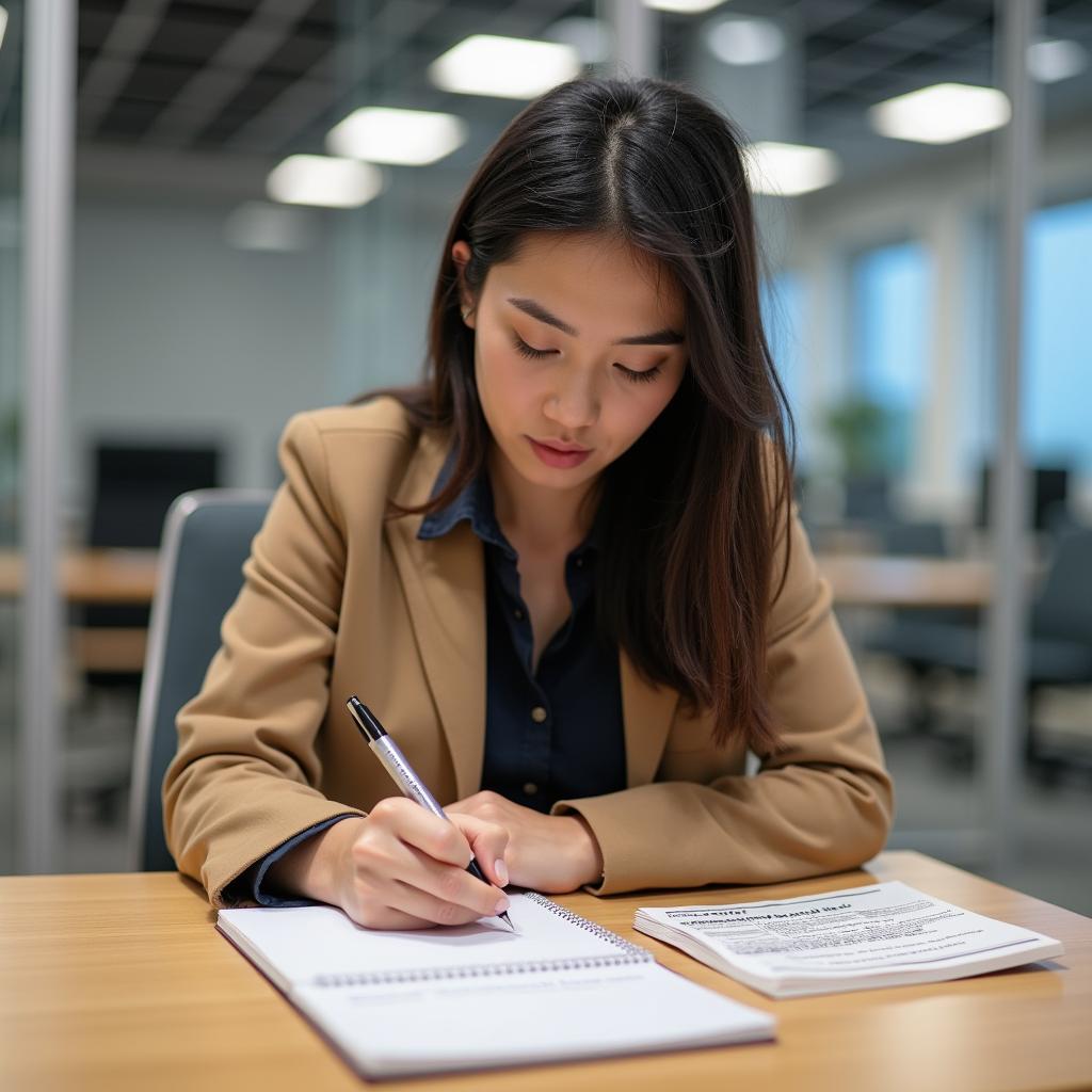 Thí sinh IELTS đang chuẩn bị ghi chú cho phần thi Speaking Part 2 về chủ đề influencer nổi tiếng