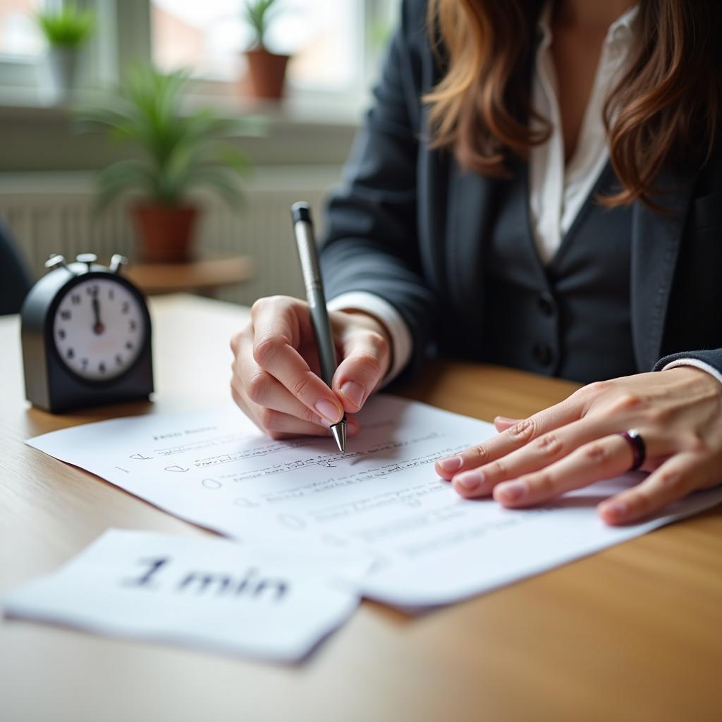 Thí sinh IELTS Speaking Part 2 đang chuẩn bị notes cho cue card về dự án quan trọng