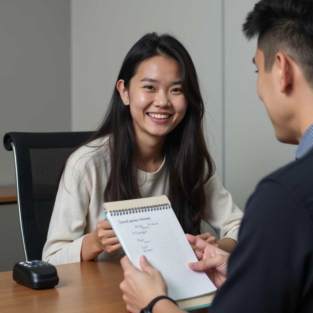 Thí sinh IELTS đang trình bày bài nói độc thoại Part 2 về nhiệm vụ khó khăn đã hoàn thành