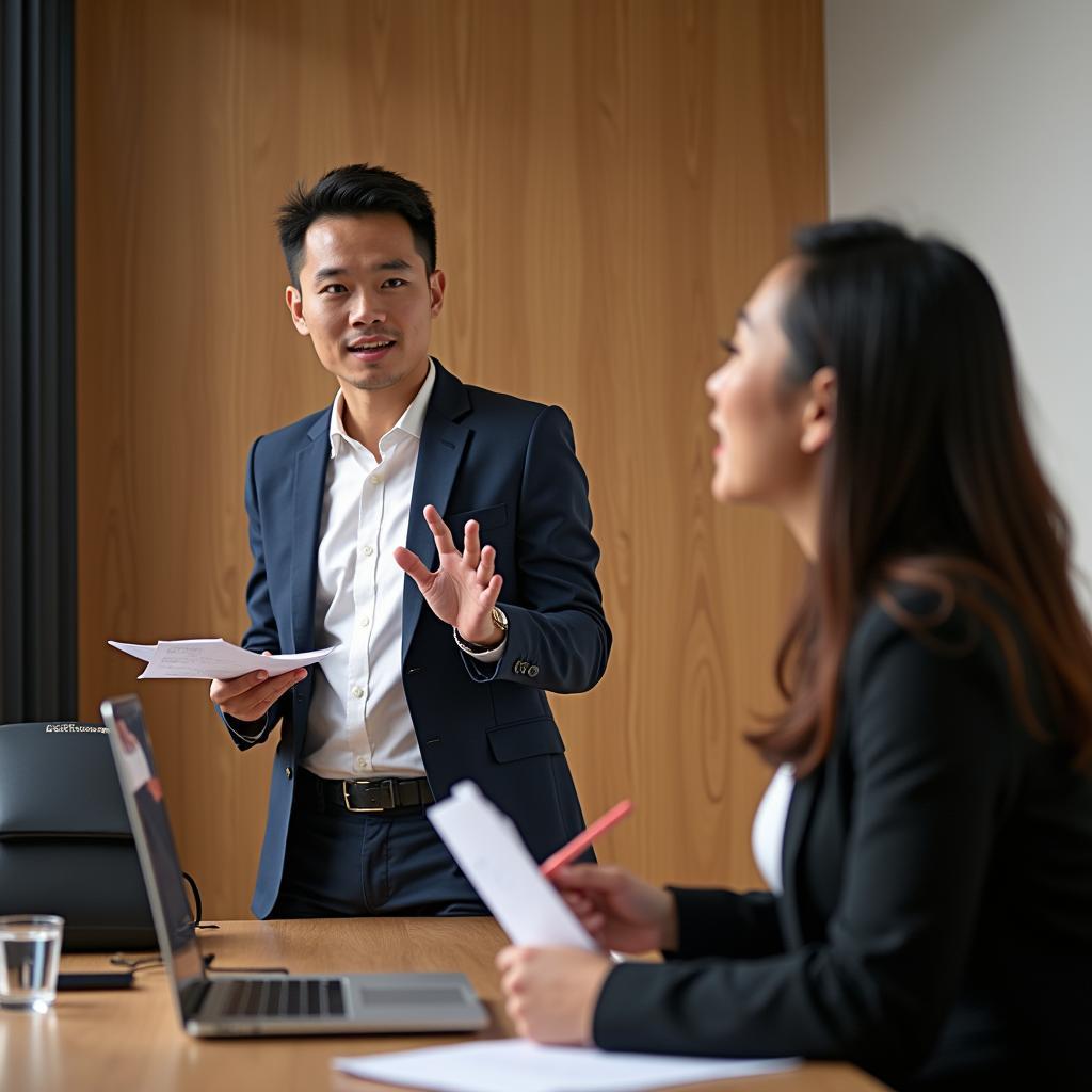 Thí sinh IELTS Speaking Part 2 đang trình bày về sự kiện tin tức quốc tế