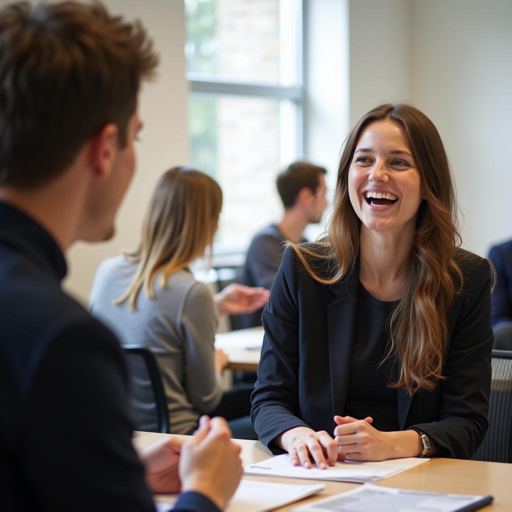 Thí sinh IELTS đang tự tin trình bày bài nói Part 2 về trải nghiệm giấc ngủ trưa đáng nhớ