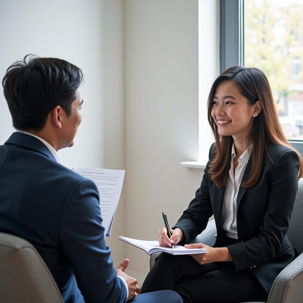 Thí sinh IELTS đang trả lời phần Part 3 với sự tự tin và chuyên nghiệp