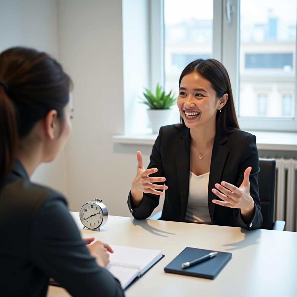 Thí sinh IELTS Speaking tự tin trả lời câu hỏi về quyết định nhanh trong phòng thi